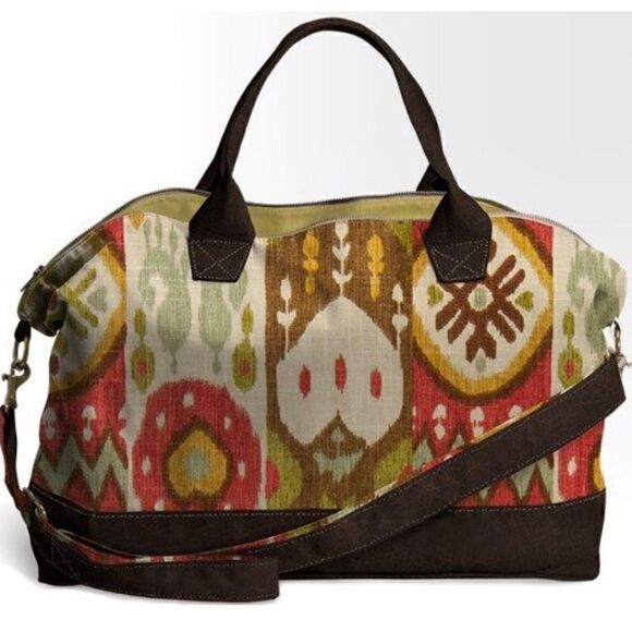 VeeShee Canvas Leather Shoulder Tote Bag Large 14" x 15" x 6" Brown/Tan Gray USA - Picture 2 of 10